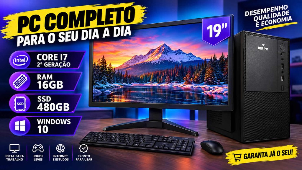 Computador Intel Core I7 Memória 16GB SSD 480GB Monitor 19 no Mercado Livre